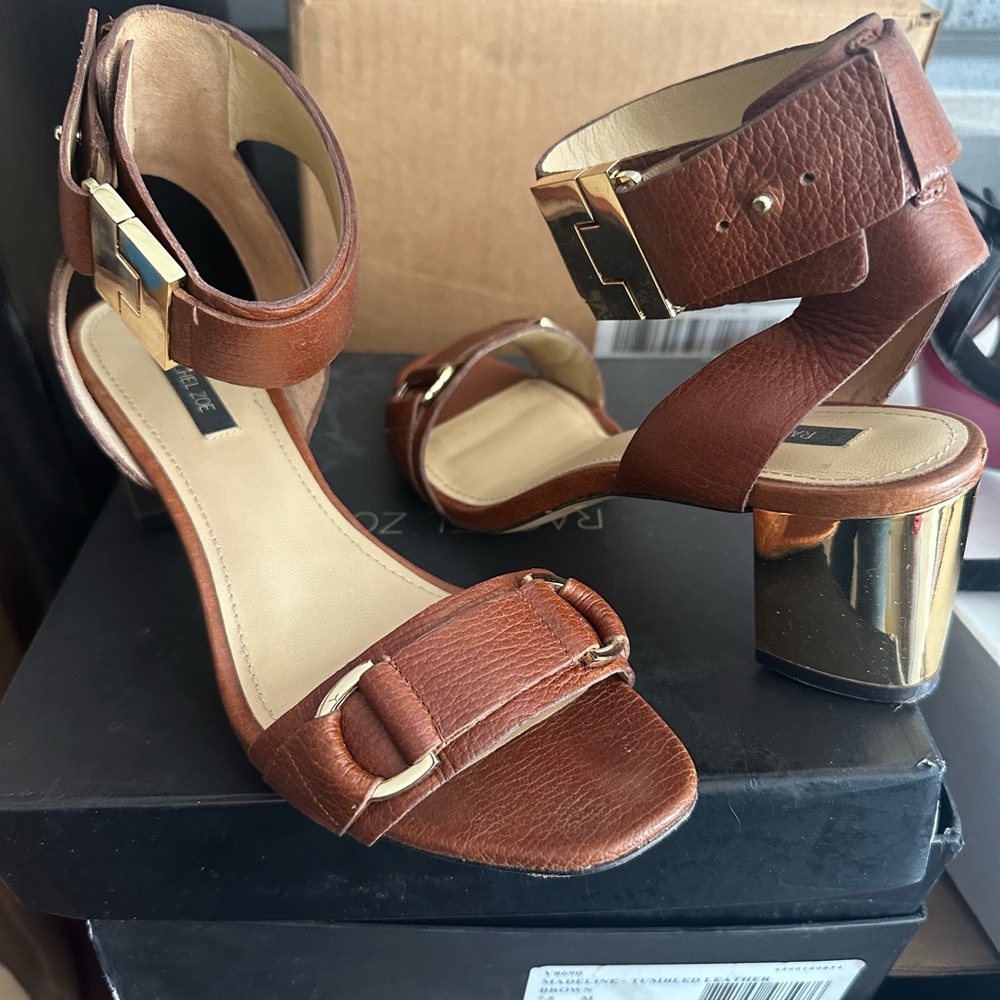 Rachel Zoe Brown Madeline Tumble Leather Sz 7.5